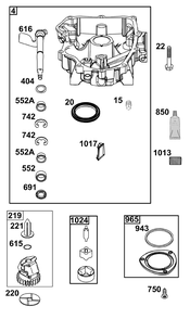 Sump Group Diagram and Parts List for 40T877-0015-B5  Briggs and Stratton Engine